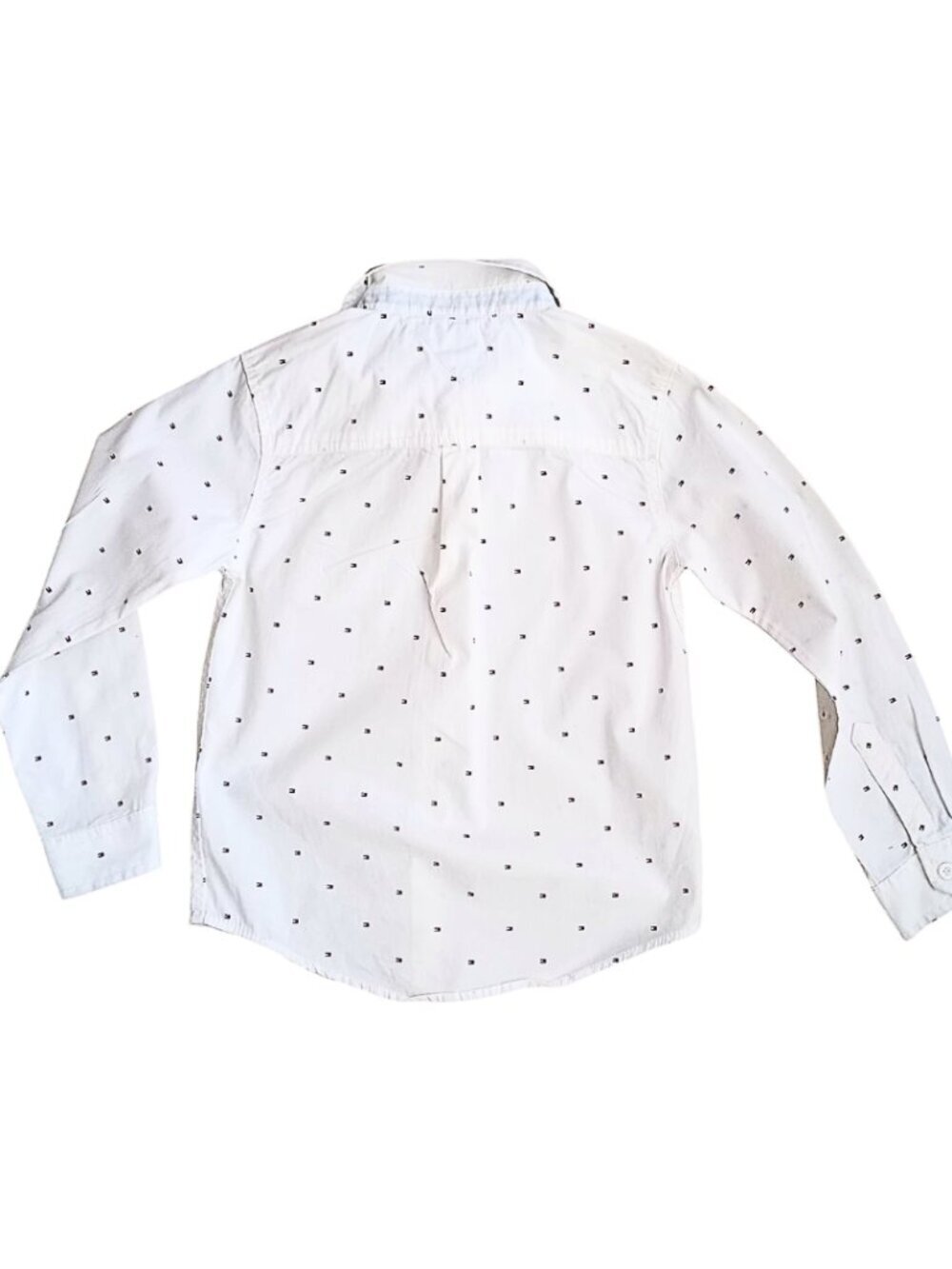 Tommy Hilfiger Boys White Button Down Shirt Size 7 โ Classic Logo Print Long Sle - Picture 2 of 7
